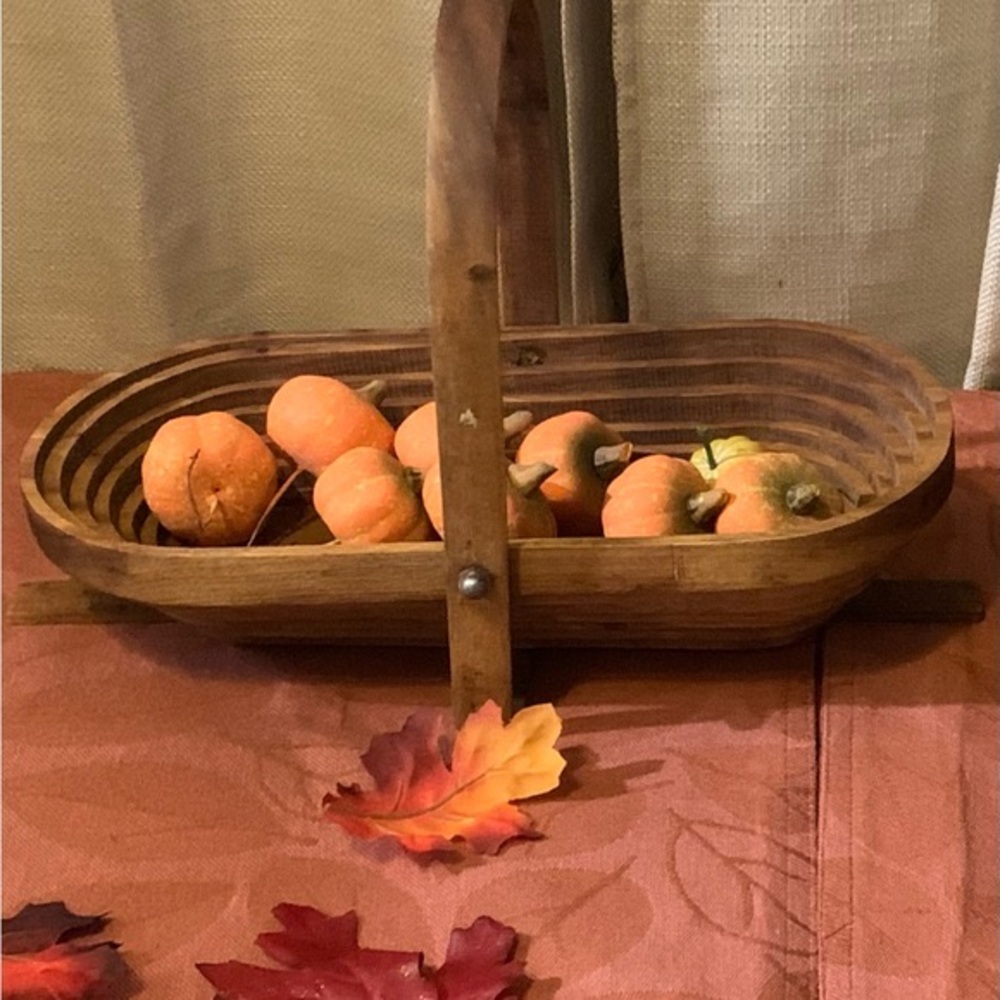 Wooden Basket Style Oblong Carved Rosewood Collapsible Bowl Oval